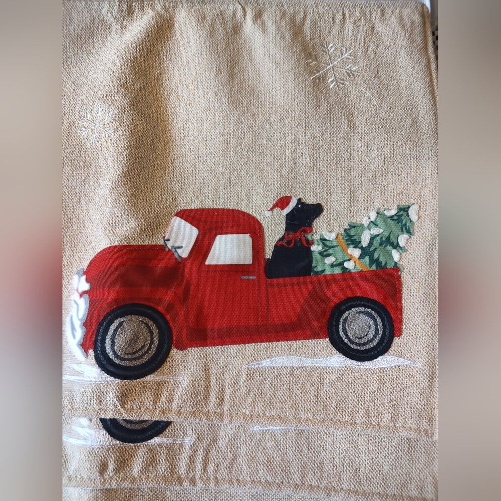 Cloth Place Mats 4pcs Red Truck Christmas Tree 18x13"